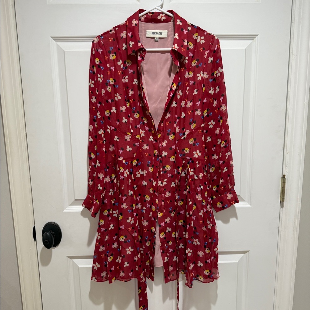 Stylish Women's Red Floral Mini Dress